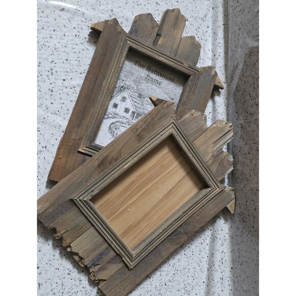 2x Barnyard Reclaimed Rustic Wood Photo Frame Primitive Set 7"x6" Farmhouse Pic - Picture 8 of 16